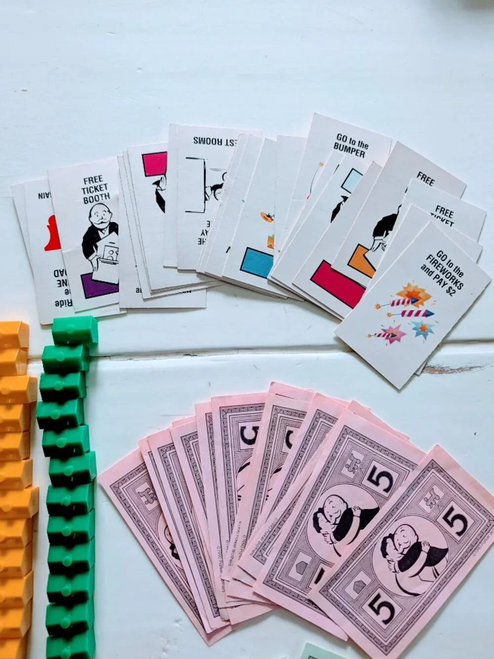 VTG 1990 Monopoly Junior Replacement Parts Lot Cars Houses Money Chance Card